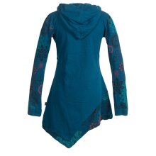 Vishes Asymmetrisches Langarm Damen Baumwoll Blumen-Kleid...