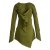 Vishes Langarm Damen Baumwoll Cutwork-Kleid Hoodie Zipfelkapuze Asymmetrisch olive 38