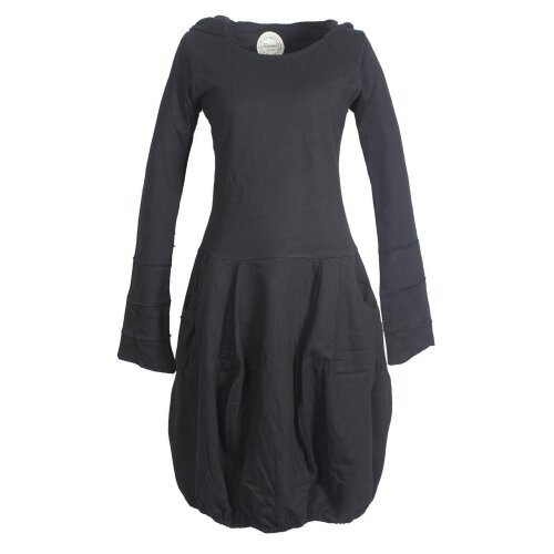 Vishes Warmes Langarm Winterkleid Ballonförmig mit Zipfelkapuze schwarz 44