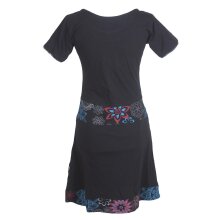 Vishes - Damen Kurzarm Kleid Hippie Blumen Muster Sidebag...