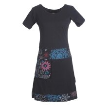 Vishes - Damen Kurzarm Kleid Hippie Blumen Muster Sidebag...