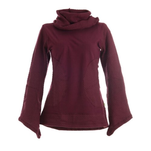 Vishes Damen Pullover aus Baumwolle mit Schalkragen dunkelrot 44