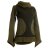 Vishes Damen Pullover aus Baumwolle mit Schalkragen olive 40