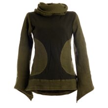 Vishes Damen Pullover aus Baumwolle mit Schalkragen olive 44