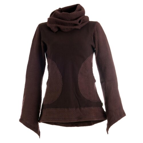 Vishes Damen Pullover aus Baumwolle mit Schalkragen braun 40