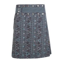 Damen Ethno Wickelrock Rock mit Druckknöpfen grau 36-46