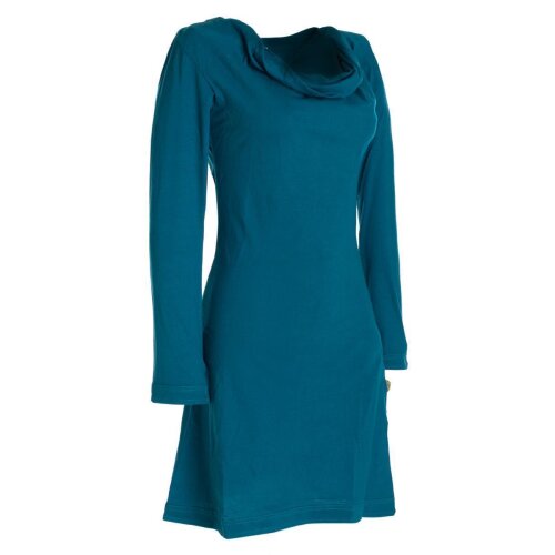 Vishes - Langarm Damen Einfarbig Biobaumwolle Jersey-Kleid Wasserfallkragen