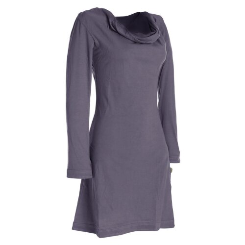 Vishes - Langarm Damen Einfarbig Biobaumwolle Jersey-Kleid Wasserfallkragen grau 38