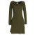 Vishes - Langarm Damen Einfarbig Biobaumwolle Jersey-Kleid Wasserfallkragen olive 36