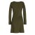 Vishes - Langarm Damen Einfarbig Biobaumwolle Jersey-Kleid Wasserfallkragen olive 48
