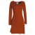Vishes - Langarm Damen Einfarbig Biobaumwolle Jersey-Kleid Wasserfallkragen orange 44