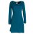 Vishes - Langarm Damen Einfarbig Biobaumwolle Jersey-Kleid Wasserfallkragen türkis 38