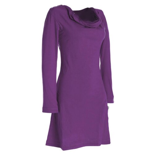 Vishes - Langarm Damen Einfarbig Biobaumwolle Jersey-Kleid Wasserfallkragen violett 36