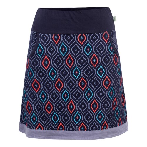 Vishes - Damen Baumwoll-Rock, 70er 80er Jahre Retro Muster bedruckt bestickt, Taschen