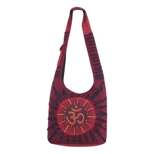 Vishes Damen Beuteltasche Umhängetasche Stoff Schultertasche Om Cutwork dunkelrot