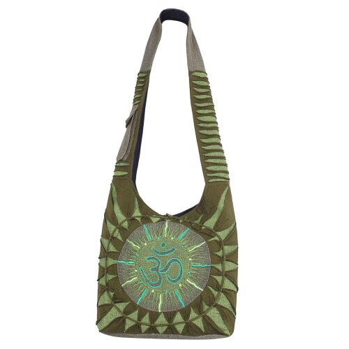 Vishes Damen Beuteltasche Umhängetasche Stoff Schultertasche Om Cutwork olive