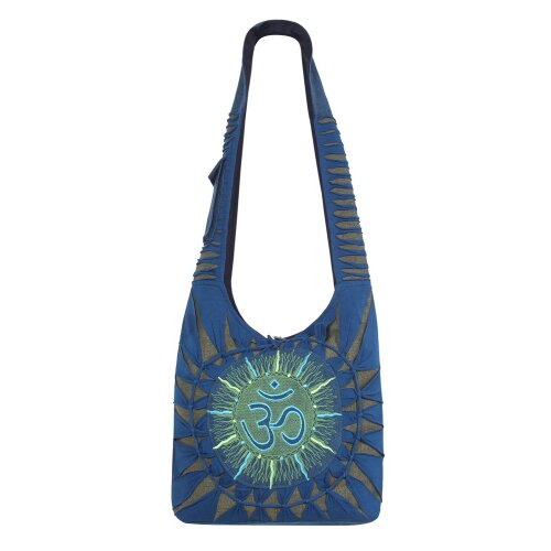 Vishes Damen Beuteltasche Umhängetasche Stoff Schultertasche Om Cutwork türkis