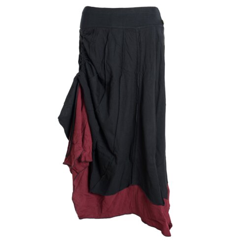 Vishes - Langer Damen Rock Lang Längenverstellbar zum Hochschieben Raffen schwarz 48