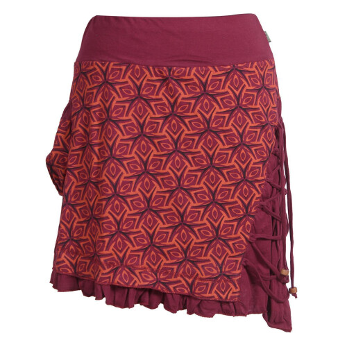 Vishes Asymmetrischer Damen Rock aus Baumwolle zum Überziehen dunkelrot 50