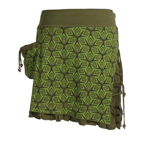 Vishes Asymmetrischer Damen Rock aus Baumwolle zum Überziehen olive 34