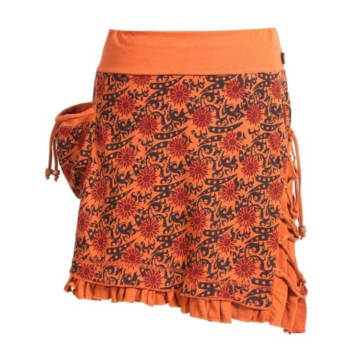 Vishes - Asymmetrischer Baumwollrock zum Überziehen orange 46
