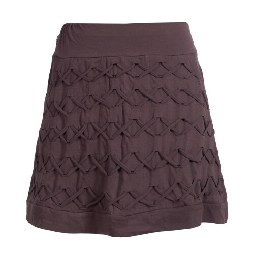 Vishes - Kurzer Damen Rock aus Baumwolle zum Überziehen mit Gummibund braun 44