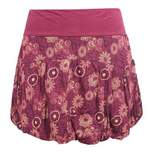 Vishes - Damen kurzer Ballon-Rock aus Baumwoll-Jersey mit Blumen-Druck und Taschen dunkelrot 42