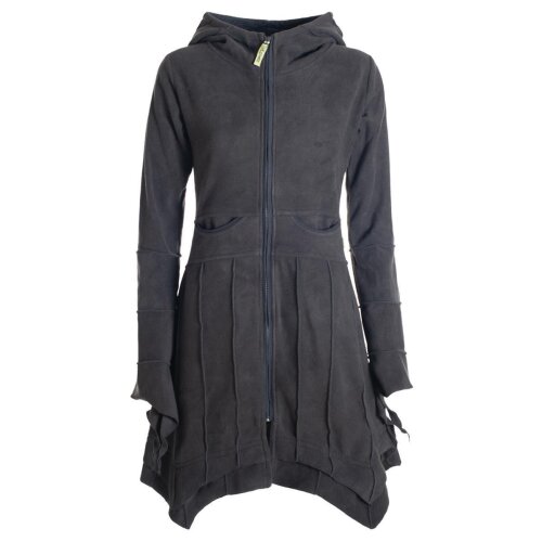Vishes - Damen Fleecemantel Cardigan Zipfelkapuzenjacke Hooded Fleece Strickjacke schwarz 42-44