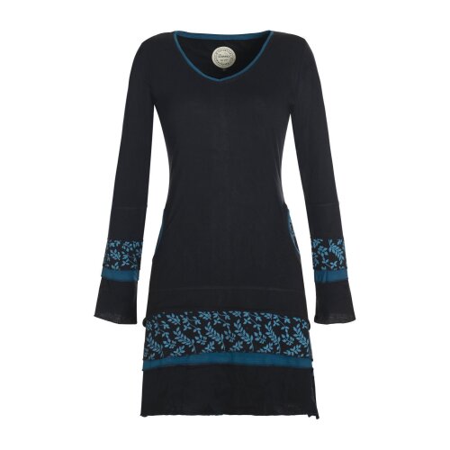 Vishes Langarm Lagenlook Damen Kleid Jerseykleid Strickkleid Sweatshirtkleid Baumwolle schwarz 46