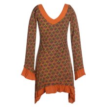 Langarm Damen Kleid Zipfelkleid Bedruckt Asymmetrisch mit...