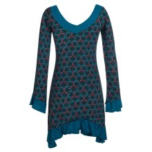 Langarm Damen Kleid Zipfelkleid Bedruckt Asymmetrisch mit...