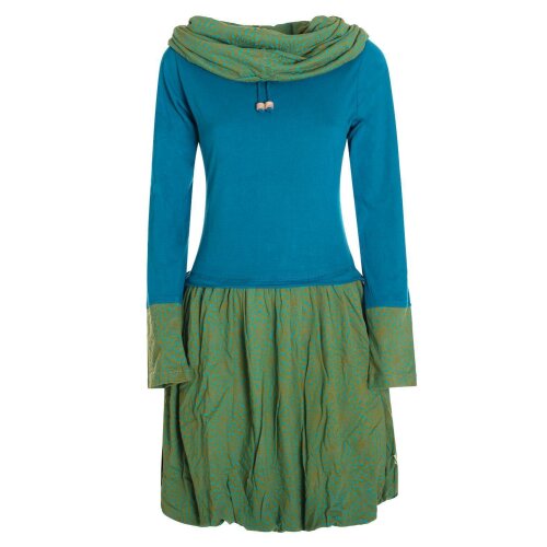 Vishes Langarm Damen Kleid Jerseykleid Strickkleid Ballonkleid - Kleid Damen Langarm Kleid Herbst türkis-olive 36