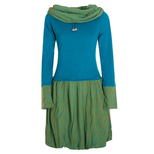 Vishes Langarm Damen Kleid Jerseykleid Strickkleid Ballonkleid - Kleid Damen Langarm Kleid Herbst türkis-olive 48