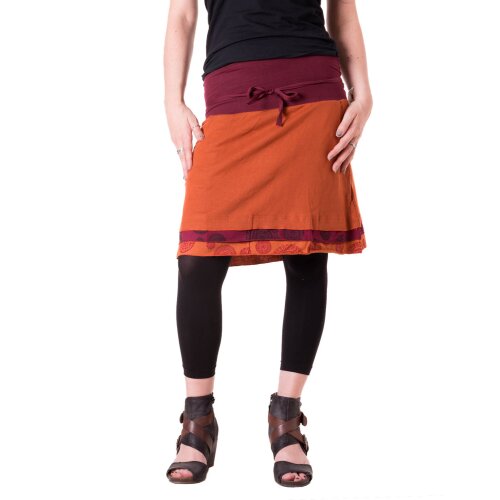 Vishes Kurzer Lagenlook Rock aus Baumwolle - mit Taschen zum Binden orange 46/48