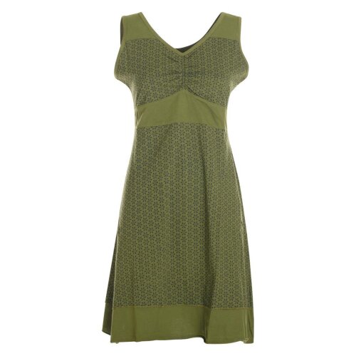 Vishes - Kurzes Damen Kleid Blumentunika Hemdchen Hängerchen ärmellos olive 36