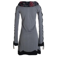 Vishes Damen Blumenkleid Langarm-Shirtkleid Schalkragen...