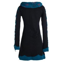 Vishes Damen Blumenkleid Langarm-Shirtkleid Schalkragen...