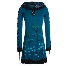 Vishes Damen Blumenkleid Langarm-Shirtkleid Schalkragen...