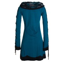 Vishes Damen Blumenkleid Langarm-Shirtkleid Schalkragen...