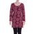 Vishes - Leichtes Langarmshirt-Kleid Damen Kleider Langarm Tunika retro dunkelrot 46