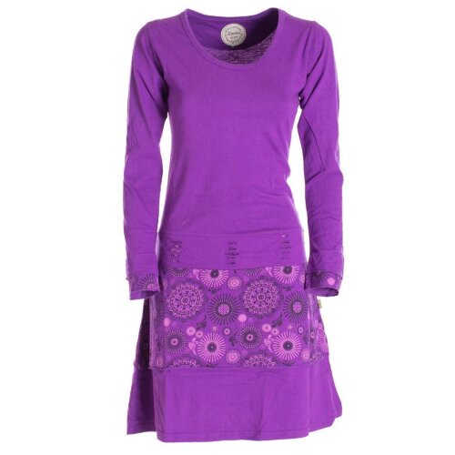 Vishes Langarm Damen Keid mit Mandals Rundhals Ausschnitt violett 42-44
