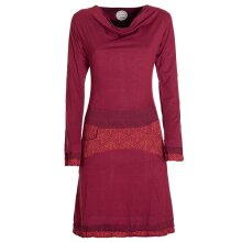 Vishes Bequemes Langarm Damen Kleid mit Wasserfallkragen...