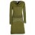 Vishes Bequemes Langarm Damen Kleid mit Wasserfallkragen Bund bedruckt Taschen olive 48