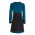 Vishes - Langarm Damen Kleid Longshirt Jerseykleid Bio-Baumwolle GOTS schwarz-türkis 38