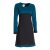 Vishes - Langarm Damen Kleid Longshirt Jerseykleid Bio-Baumwolle GOTS schwarz-türkis 44
