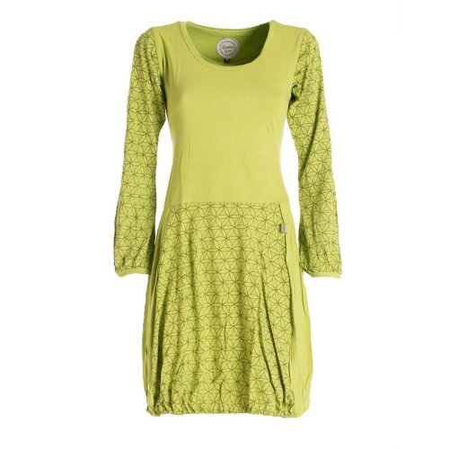 Vishes - Langarm Damen-Keid Ballon-Kleid Shirt-Kleid kurz loose fit hellgrün 40