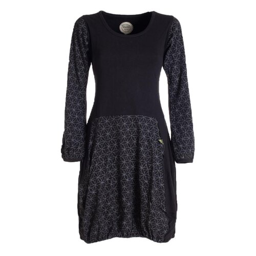 Vishes - Langarm Damen-Keid Ballon-Kleid Shirt-Kleid kurz loose fit schwarz 44