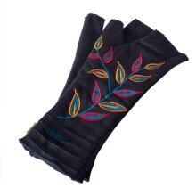 Vishes - Bestickte Damen Handschuhe Stulpen mit Daumen...