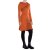 Vishes - Damen Spitzen-Kleid Blumen-kleid Lang-arm Rundhals Kapuzenkleid-er orange 46-48