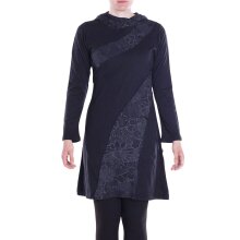 Vishes - Damen Spitzen-Kleid Blumen-kleid Lang-arm...